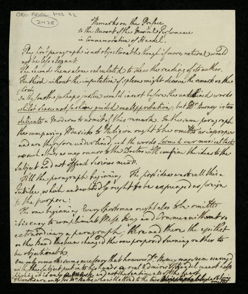 Remarks on the Preface to the Account of the Musical Performance in Commemoration of Handel’ George III