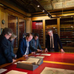 Actor Michael Jibson viewing Georgian Papers materials with partners from the GPP