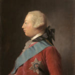 George III, by Allan Ramsay, 1762. In this portrait, George III wears a wig with a silk bag over the ponytail.