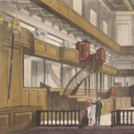 This is a watercolor image of the interior of the Chapel Royal at Whitehall c. 1811. The Chapel Royal at Whitehall was in the former Banqueting House, which was renovated by Sir Christopher Wren after the a 1698 fire. Image courtesy of the British Library.