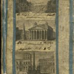 Front board with hand-cut and pasted engravings of Italian monuments