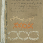 Decoupage page numbered 1, with an inscription inside the album by Queen Charlotte records how the work was gifted to her by Mary Delany