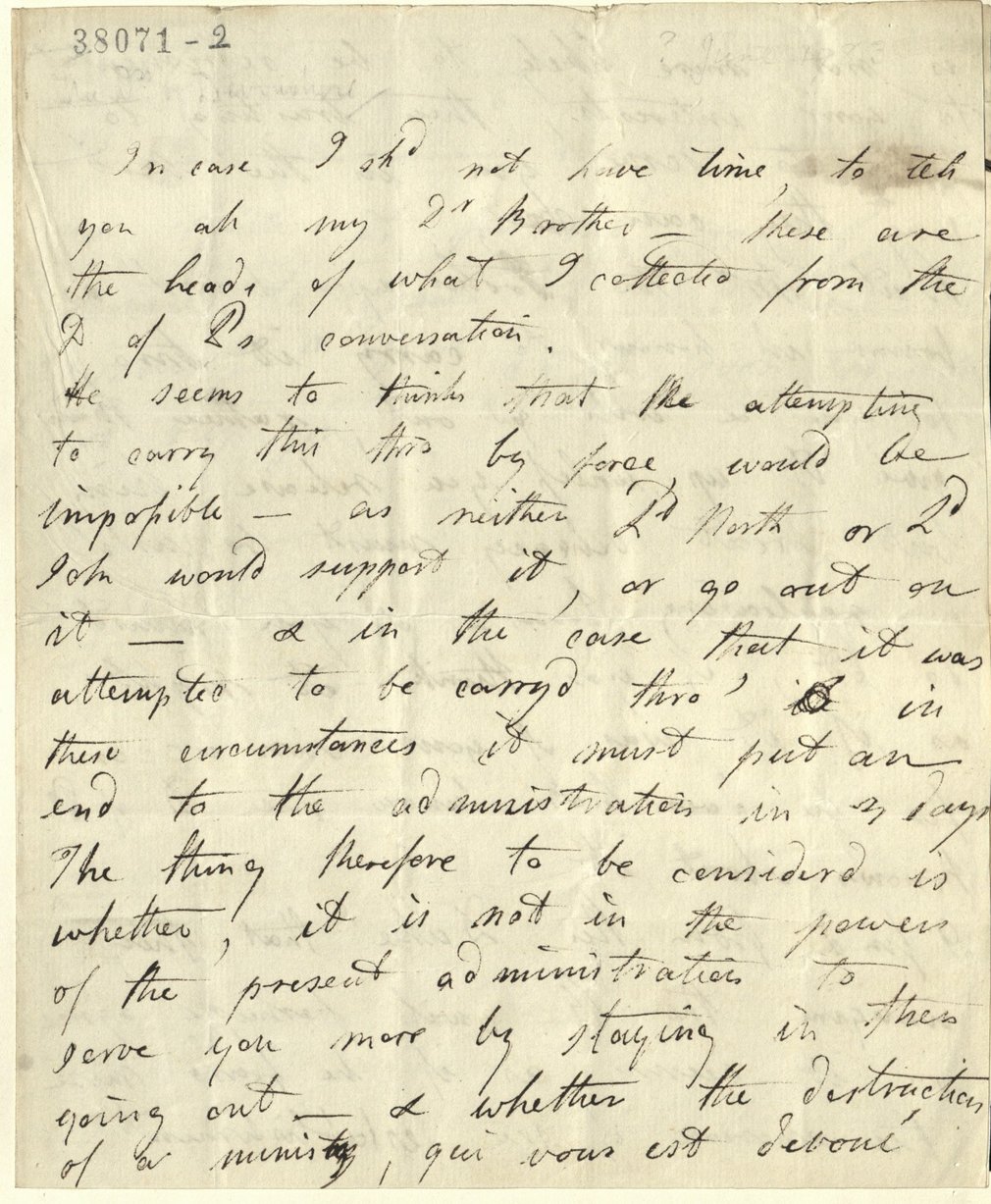 Letter from the Duchess of Devonshire to George, Prince of Wales