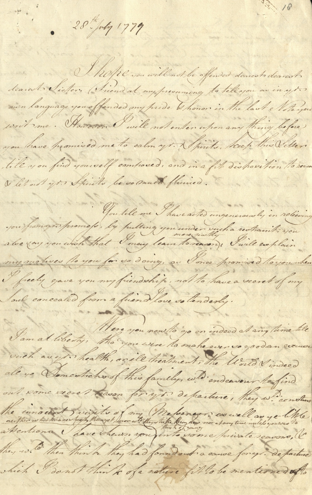 Letter from Mary Hamilton to the Prince of Wales