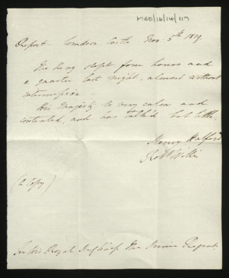 Report of George III's health by Sir Henry Halford, 5 November 1819